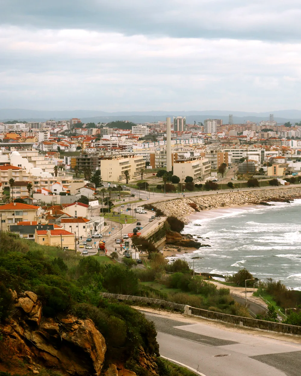 Figueira da Foz und der breite Atlantikstrand von der Serra da Boa Viagem